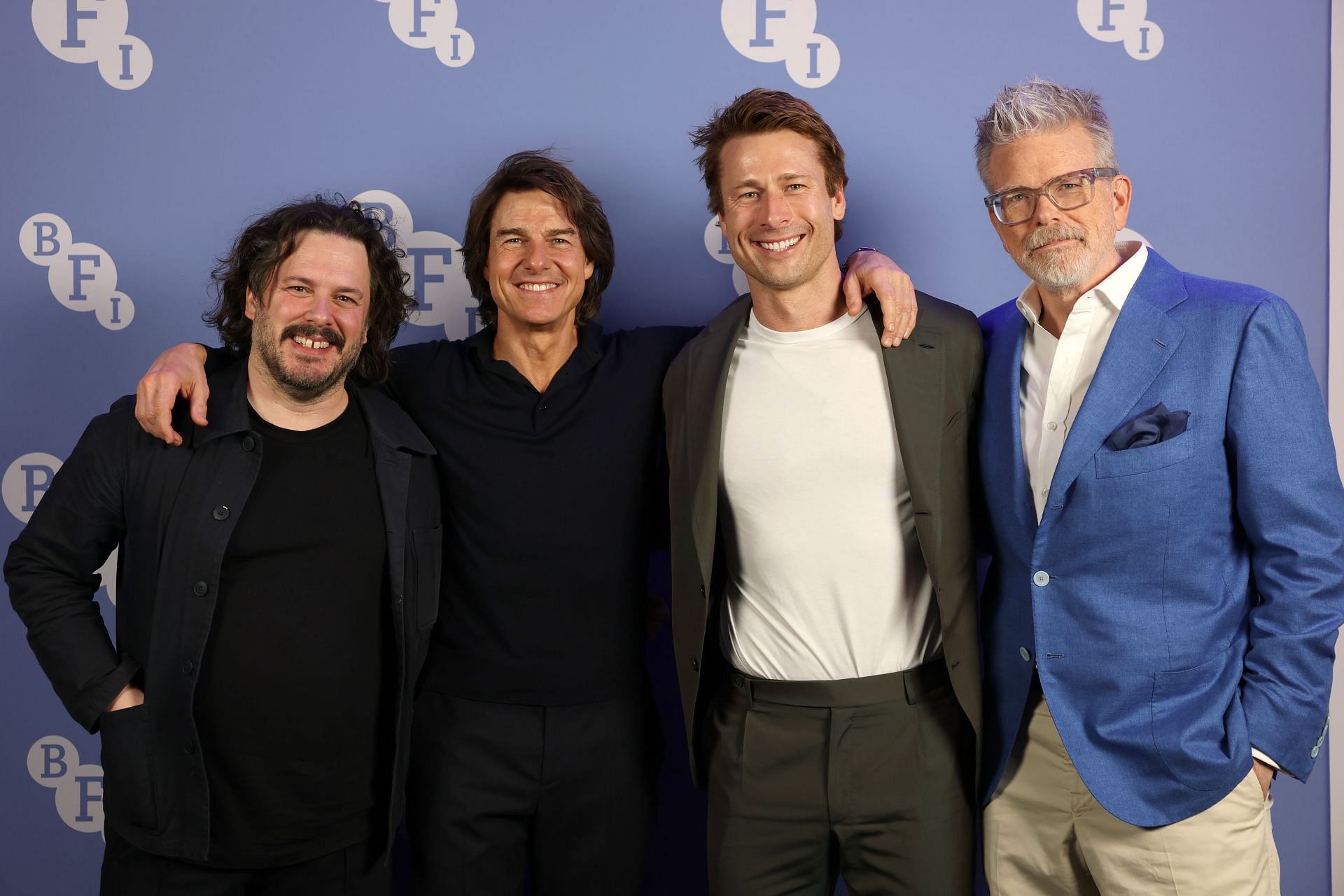 From left: Edgar Wright, Tom Cruise, Glen Powell, and director Christopher McQuarrie (Image via Getty)
